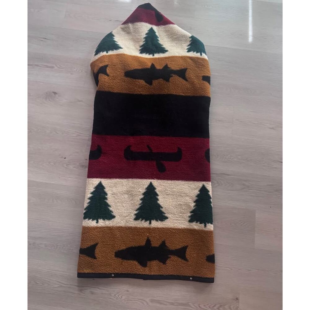 Vintage Biederlack Cuddle Wrap Blanket Southwest Snap Camp Zip Wearable - Picture 6 of 10